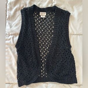 Y2K Collection XIIX Black Open-Knit Sleeveless Vest